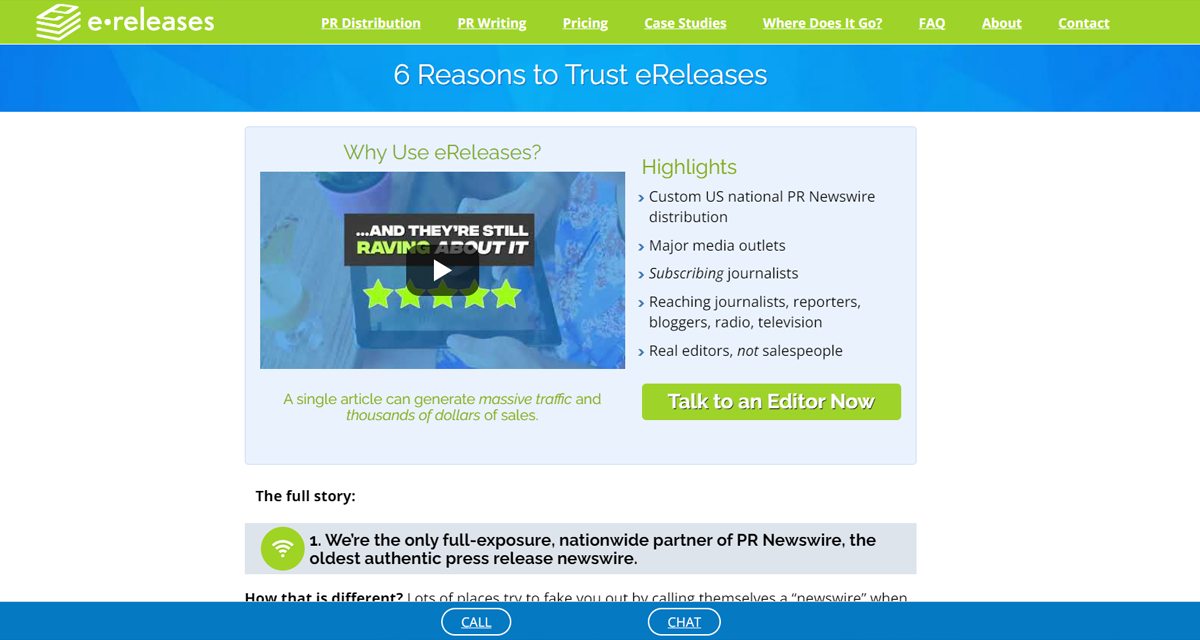 Landing Page Copy for Press Release Distribution Agency